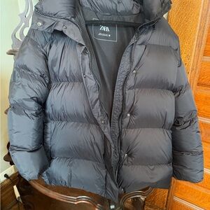 Zara Water Repellant 700 Fill Down Puffer Coat Hoodie Women’s Size XL